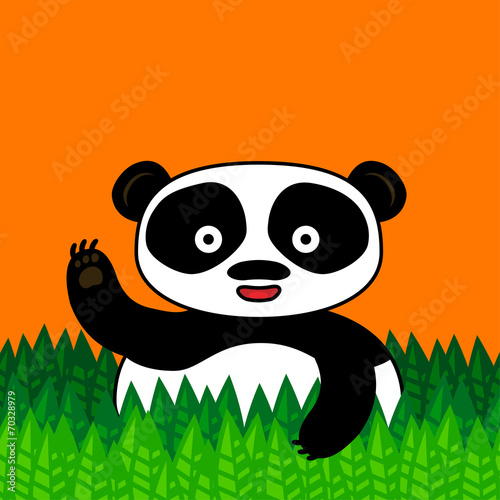 Fototapeta Naklejka Na Ścianę i Meble -  Happy panda smiling and waving
