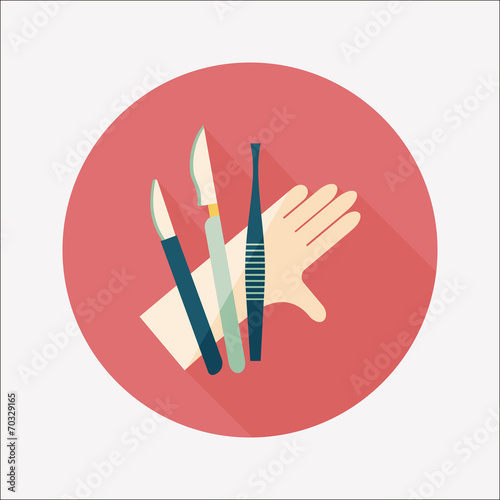 Surgical Instrument flat icon with long shadow