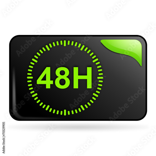 48 heures sur bouton web rectangle vert