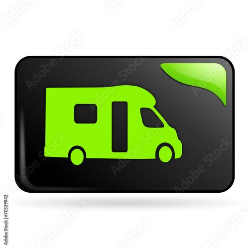 camping car sur bouton web rectangle vert