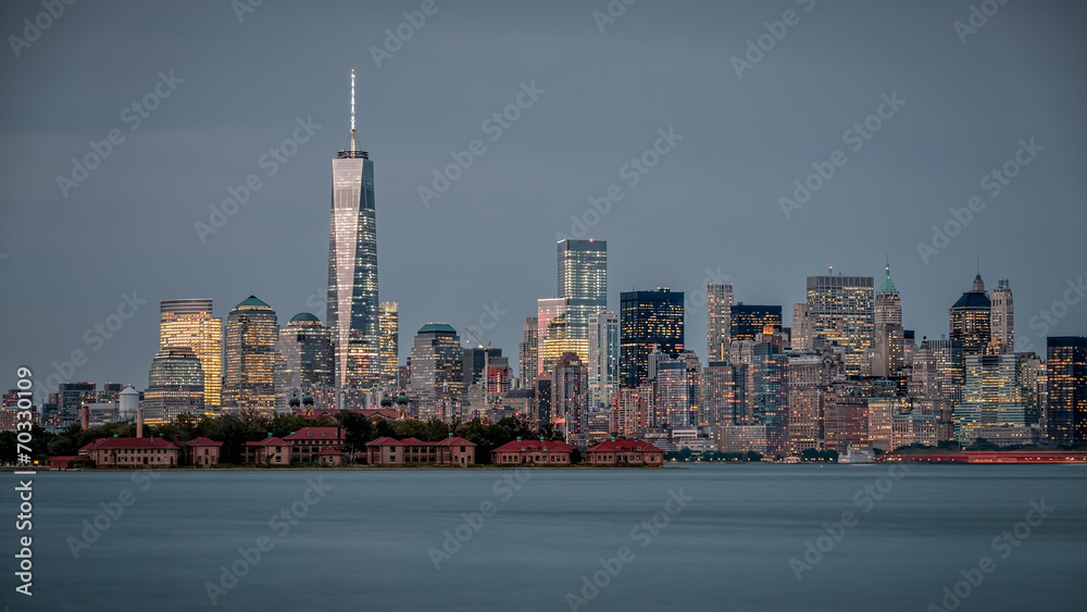 Downtown New York City at dusk
