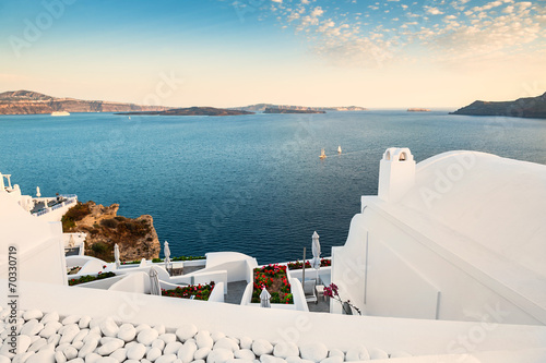 White architecture on Santorini island  Greece