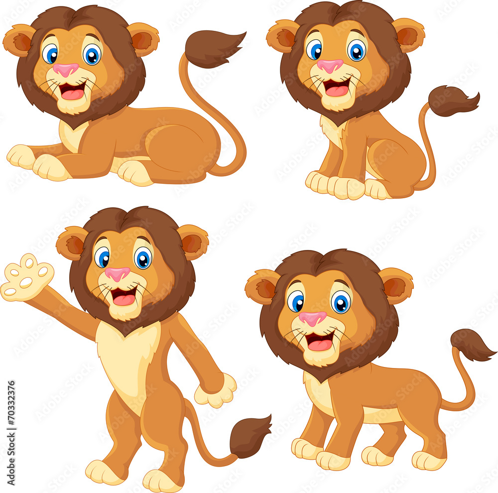 Obraz premium Cartoon lion collection set
