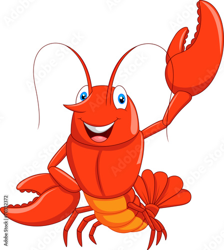 Cartoon lobster waving