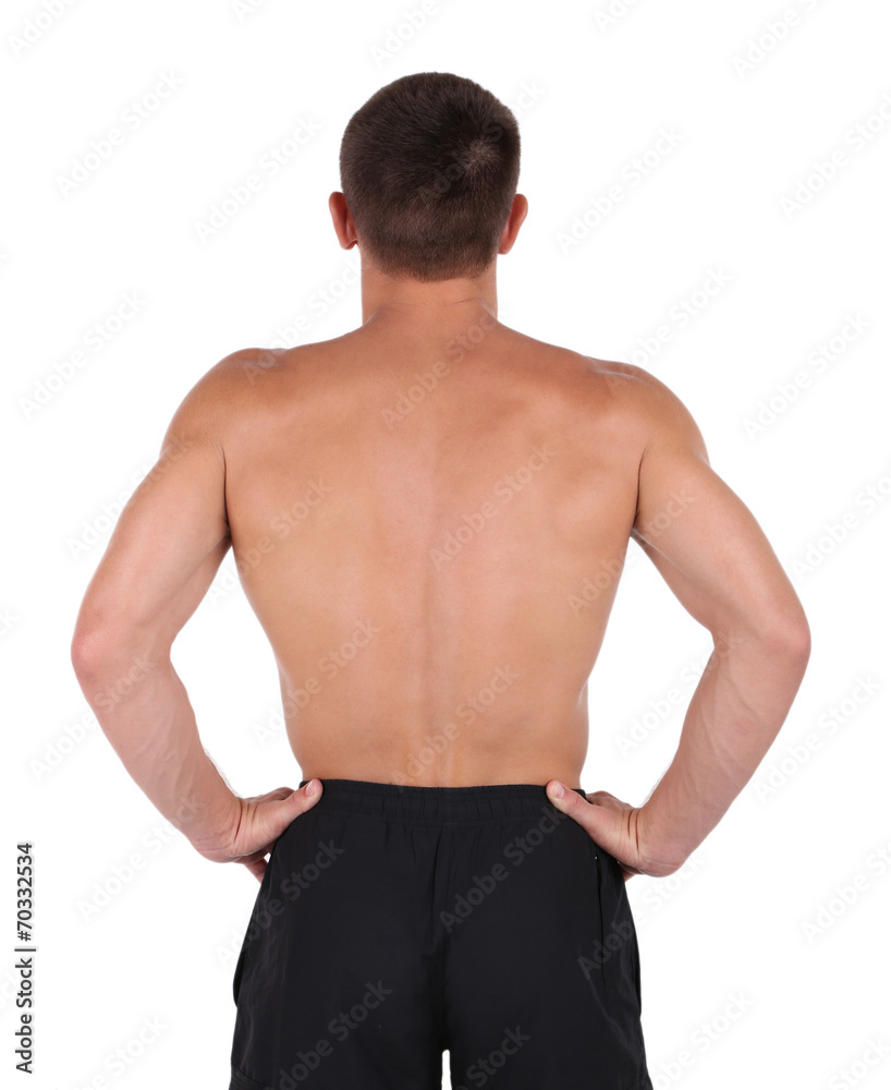 Muscle young man isolated on white Muscle young man isolated on white