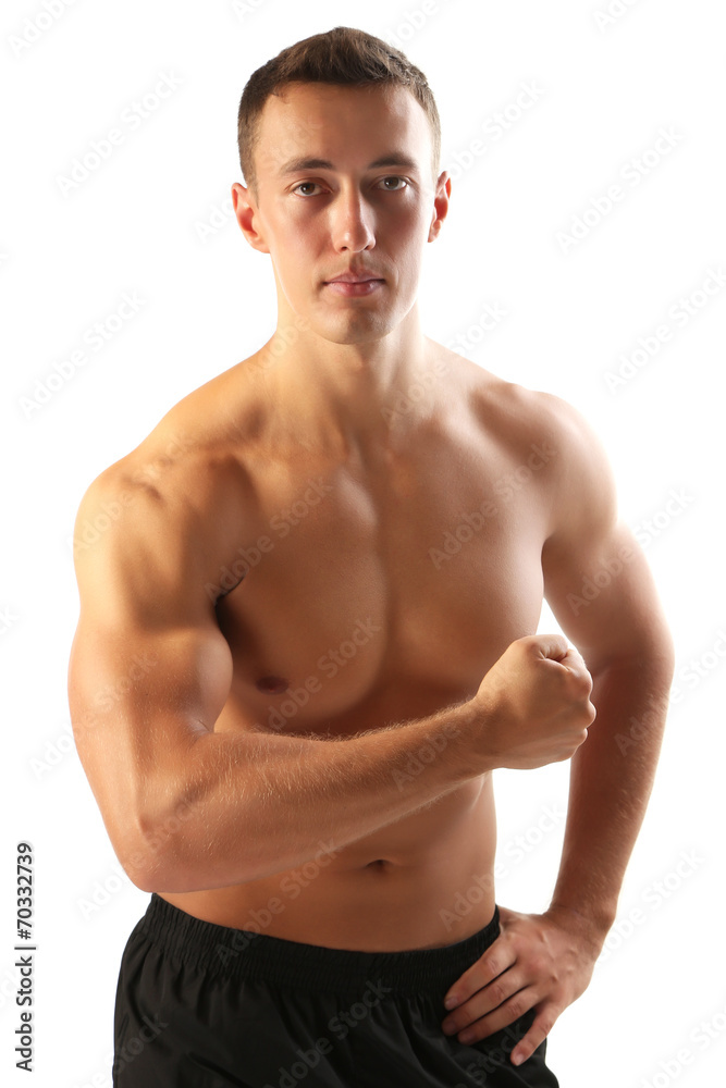 Handsome muscle young man isolated on white Handsome muscle young man isolated on white