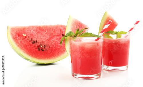 Watermelon cocktail isolated on white