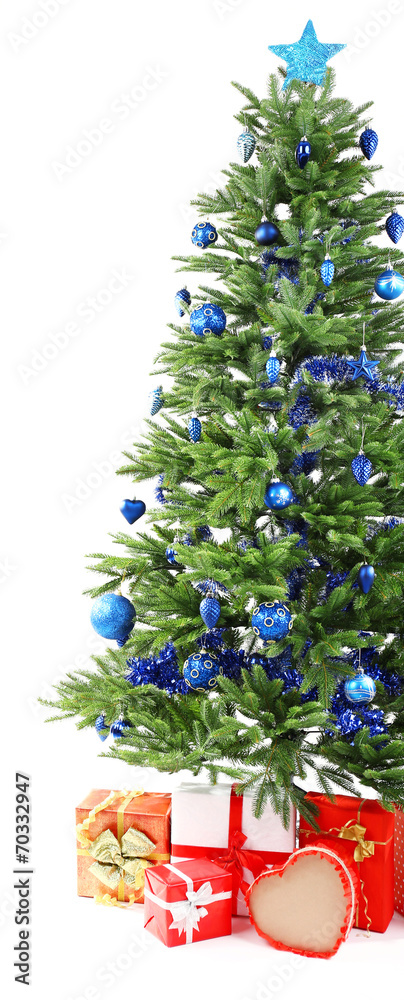 Christmas tree and presents isolated on white Christmas tree and presents isolated on white