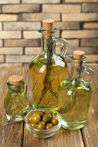 Different sorts of cooking oil, close-up