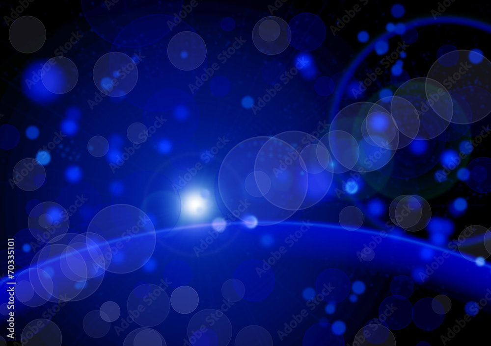 Abstract blue background, beautiful shiny lights.