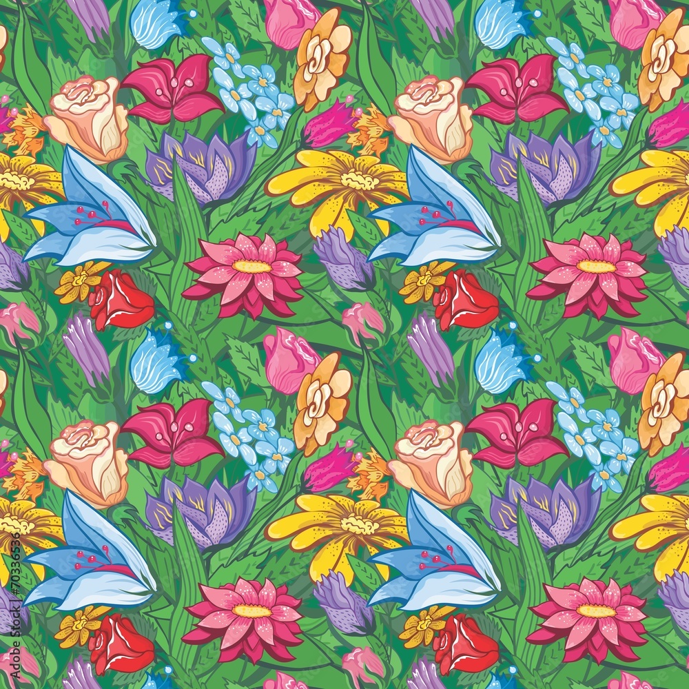 Vintage bright floral pattern
