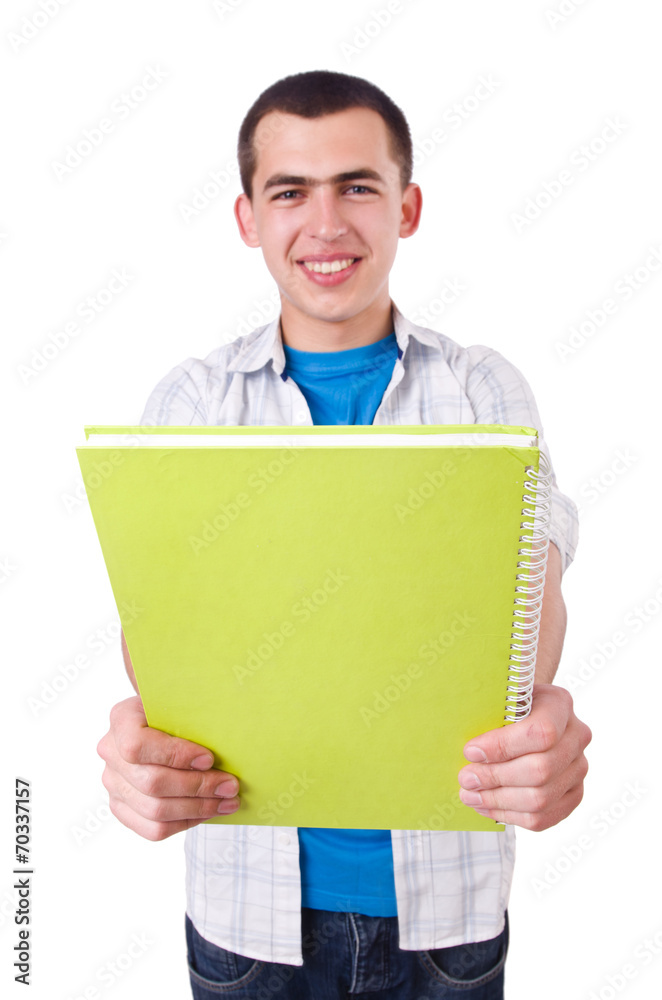 Young male student isolated on white Young male student isolated on white