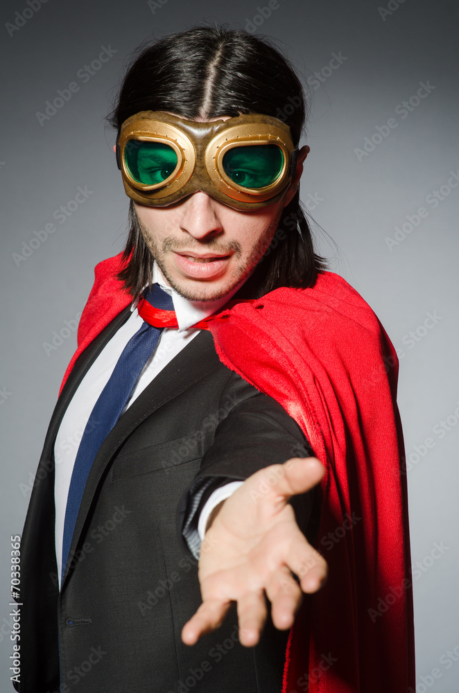 Fototapeta premium Superman concept with man in red cover