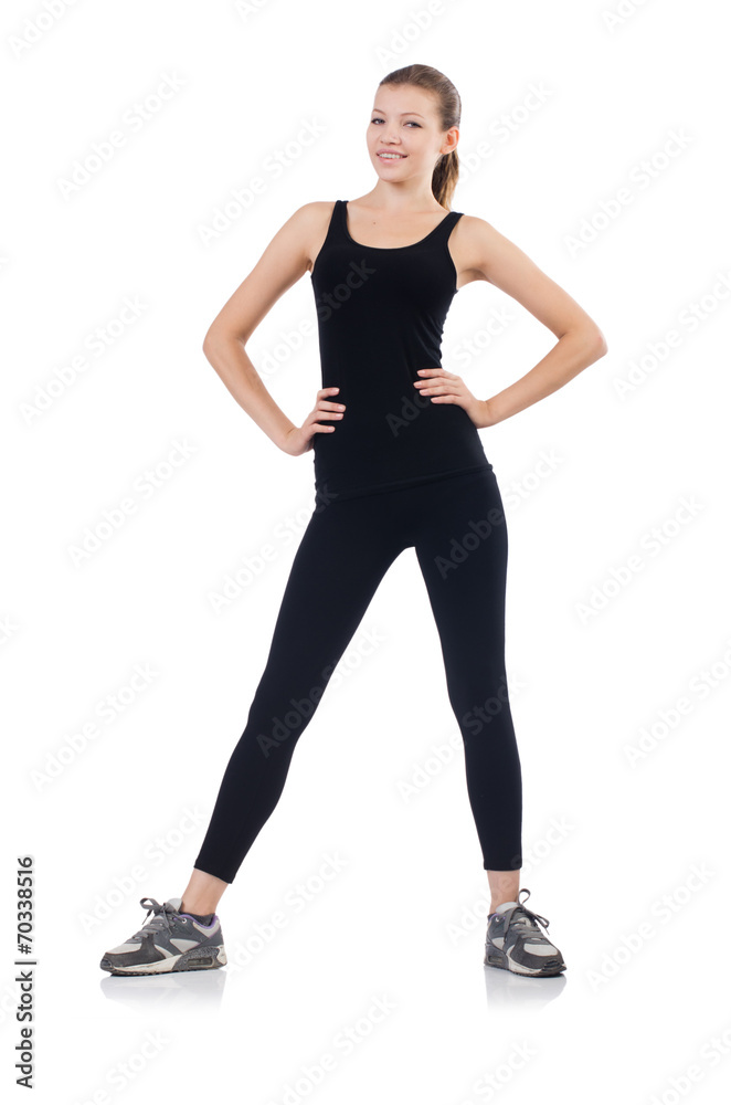 Young woman in sports concept isolated on white