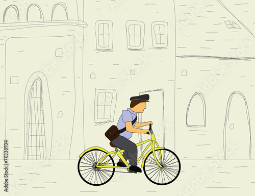 Postman riding bicycle