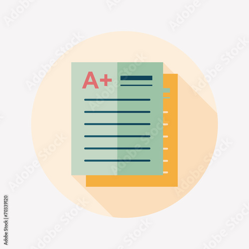 A plus grade in the notebook,flat icon with long shadow,eps10