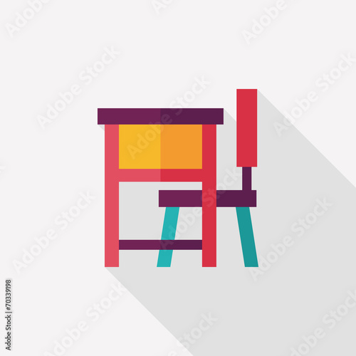 Vintage school desk flat icon with long shadow,eps10