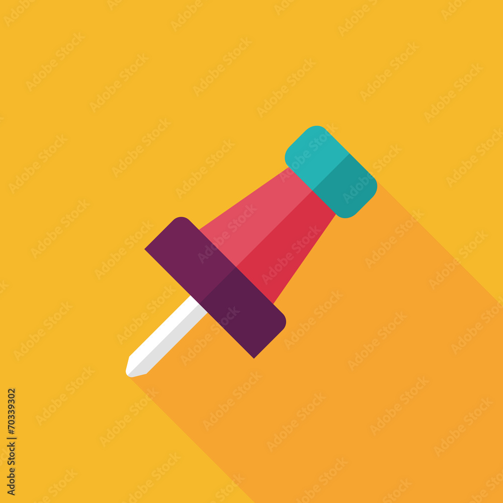 push pin flat icon with long shadow,eps10 push pin flat icon with long shadow,eps10