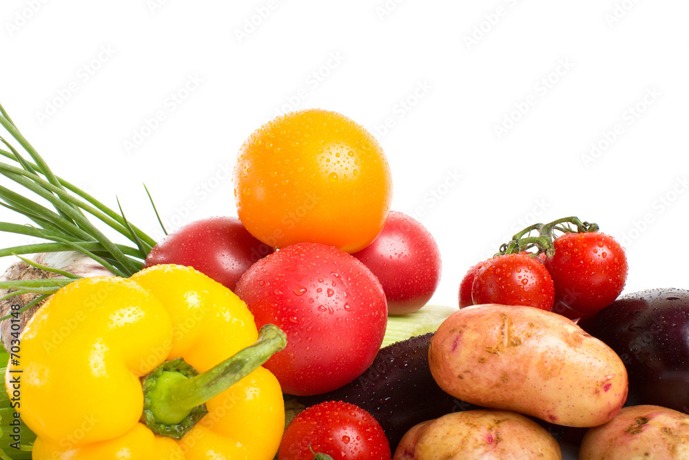 Composition with vegetables isolated on white
