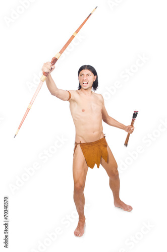 Native american in funny concept isolated on white