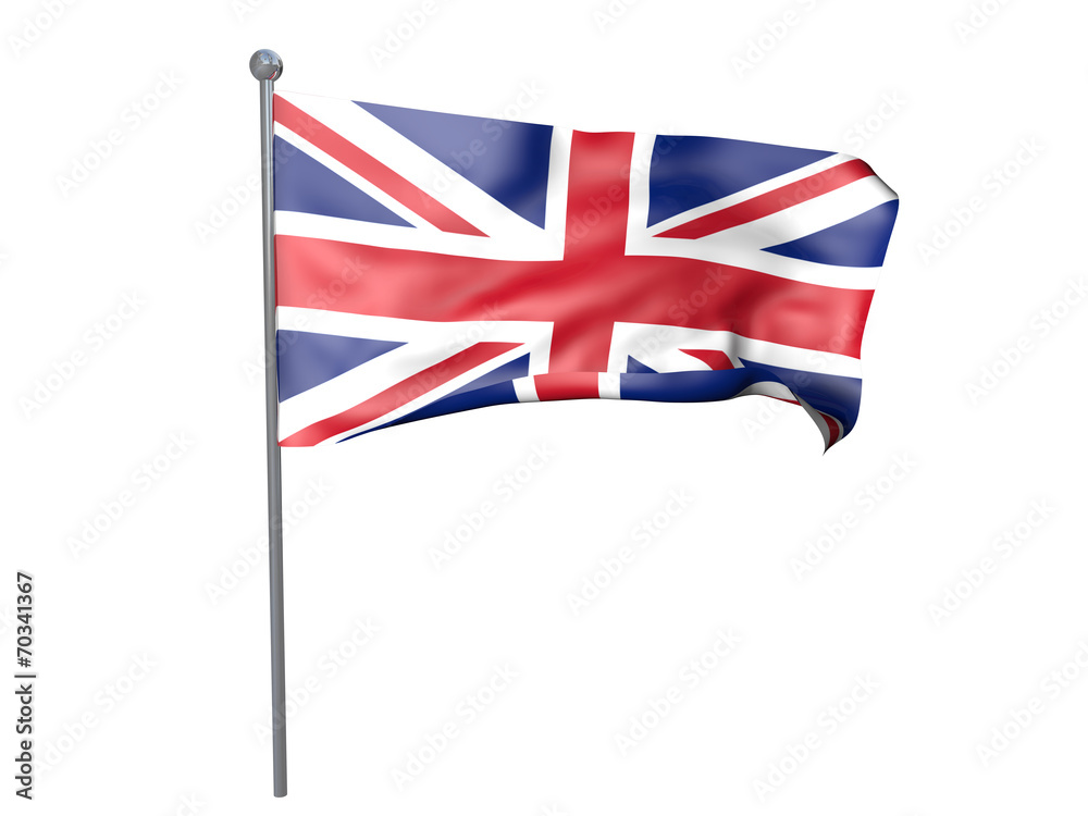 Obraz premium Drapeau royaume uni sur fond blanc