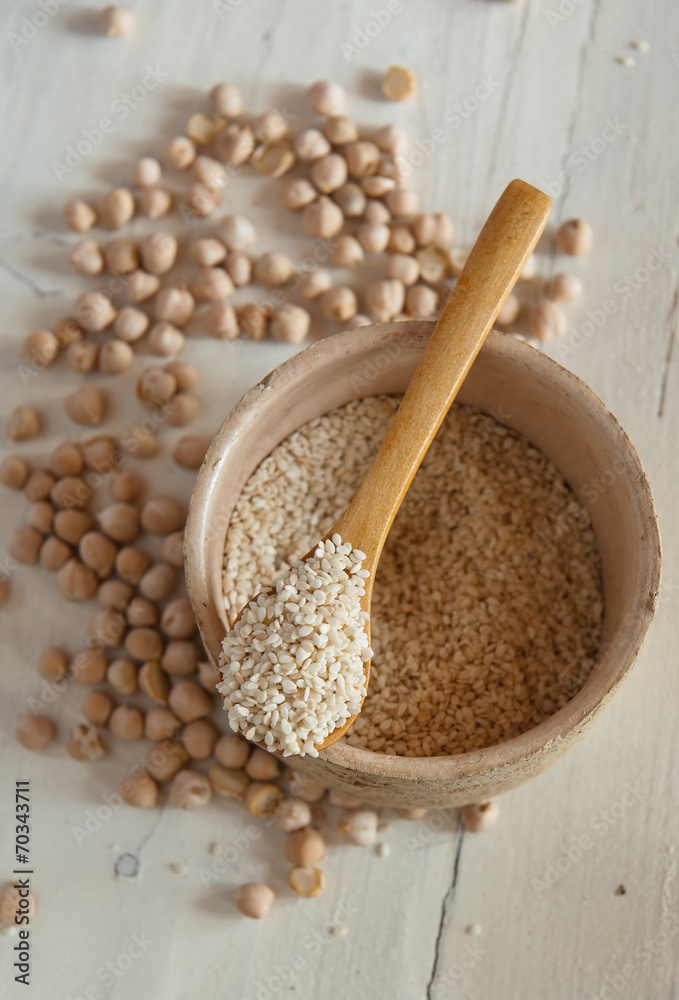 Sesame seeds with chickpeas