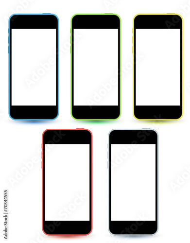 Smartphone color set mockup realistic