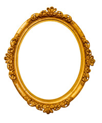 vintage gold frame, isolated on white