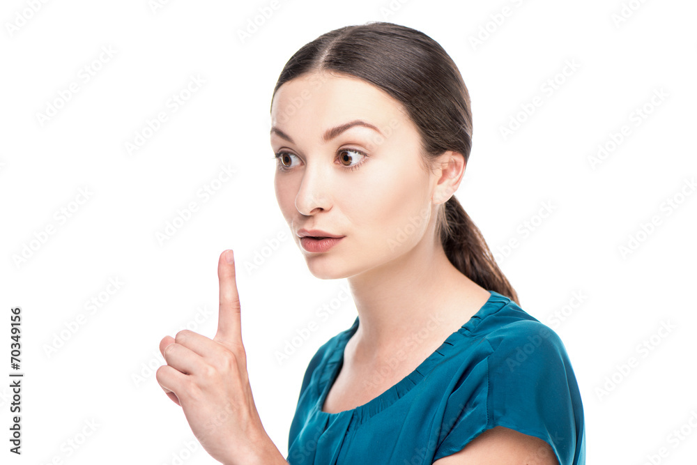 Portrait of a business woman showing silence gesture Portrait of a business woman showing silence gesture