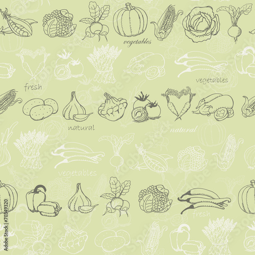 seamless pattern with vegetables on light green background