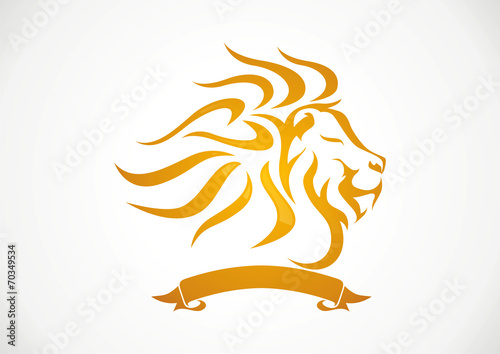 Lion strength and tape brand concept logo vector