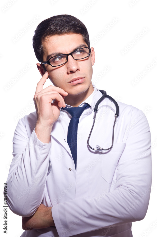 Young male doctor isolated on white Young male doctor isolated on white