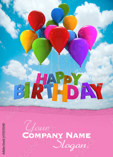 Happy birthday with blue ba...