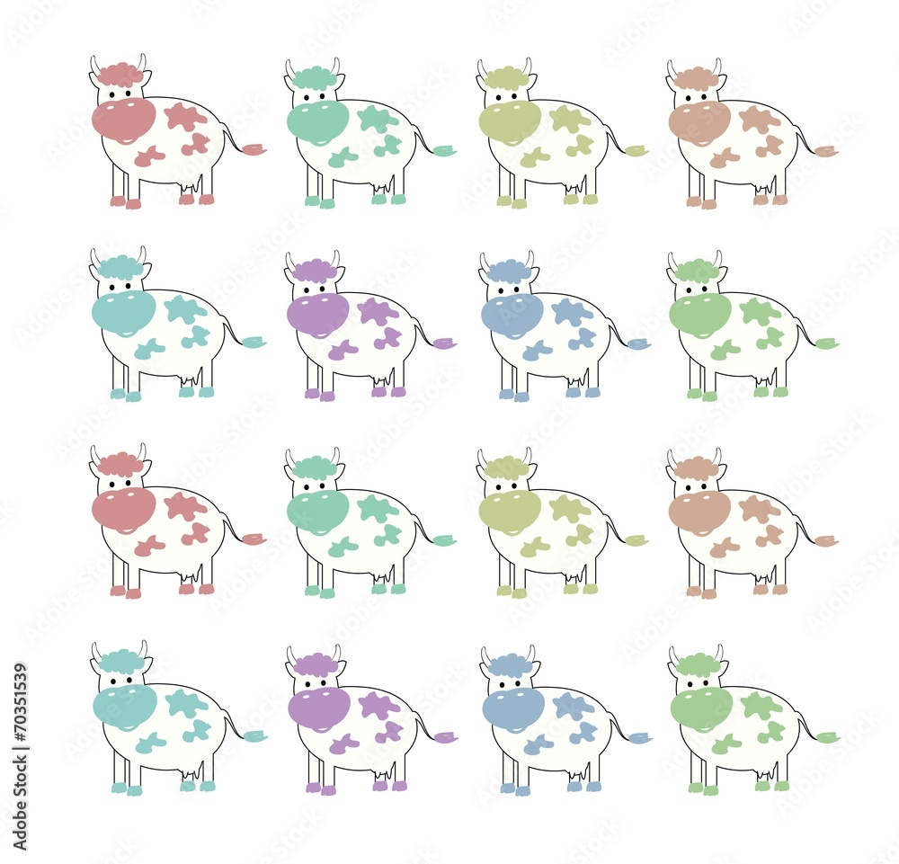 toy cow, set, vector illustration