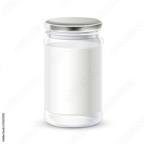 glass bottle with blank label on it