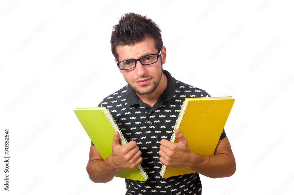 Young student isolated on the white background