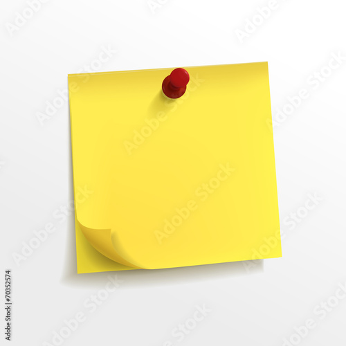 blank yellow note paper with pin