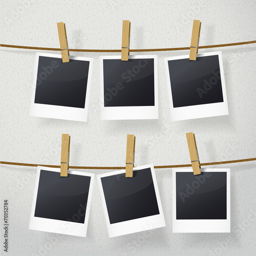 blank photo frames on rope