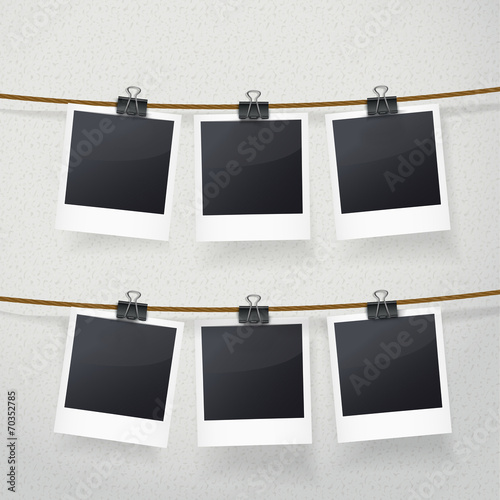 blank photo frames on rope