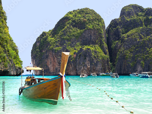 Long Tail Boat in Maya Bay, Ko Phi Phi, Thailand