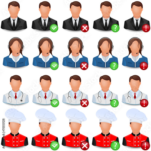 Set of vector icons of people of different trades