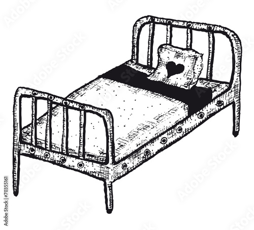 Hand drawn isolated bed