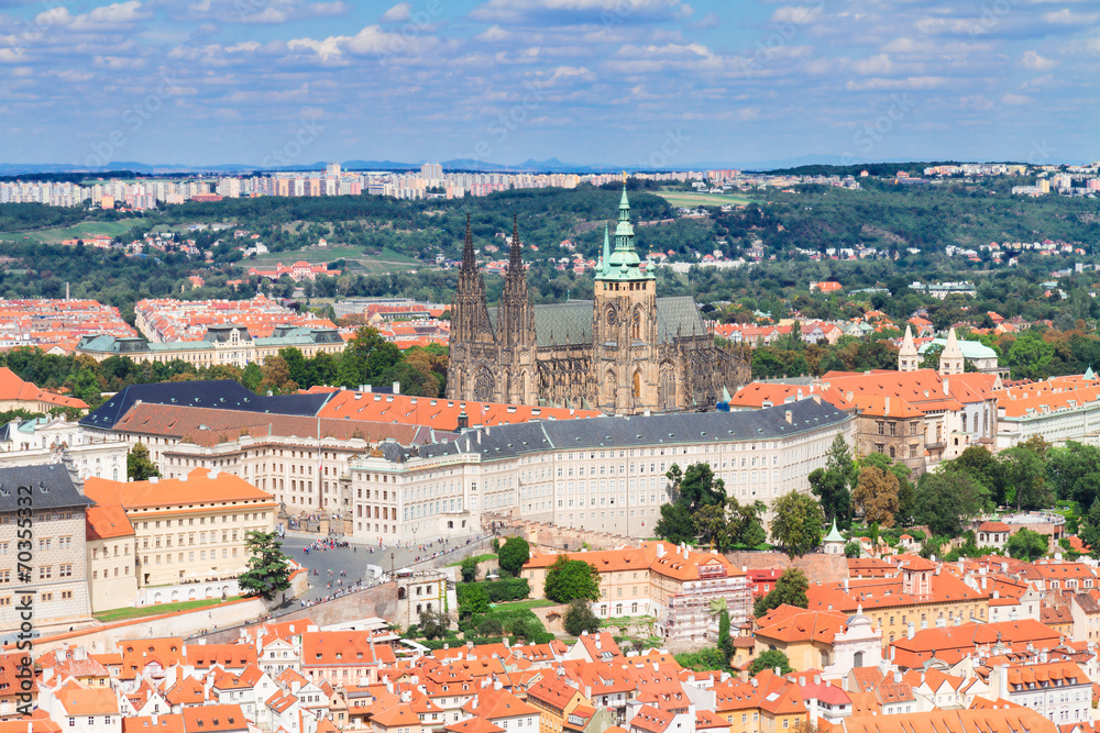 cityscape of Prague with Vitus cathedral