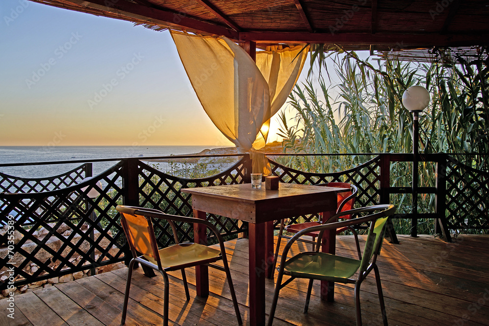 Fototapeta premium Table at sunset. photo taken with HDR technology