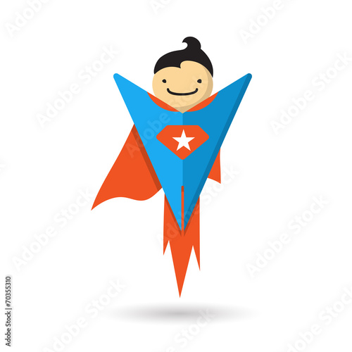 Superhero flying. Vector illustration