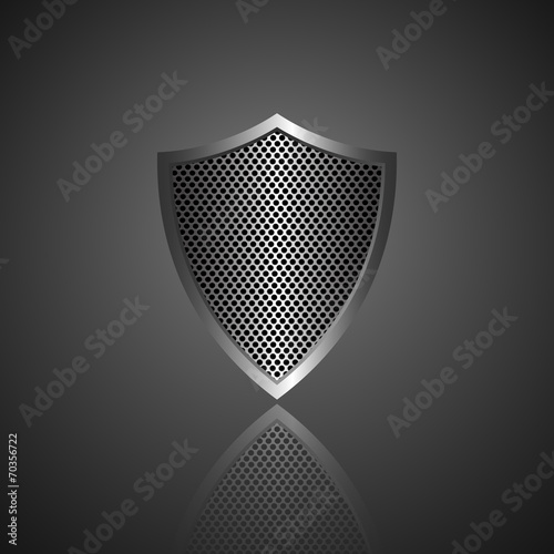 Metal shield icon. Vector