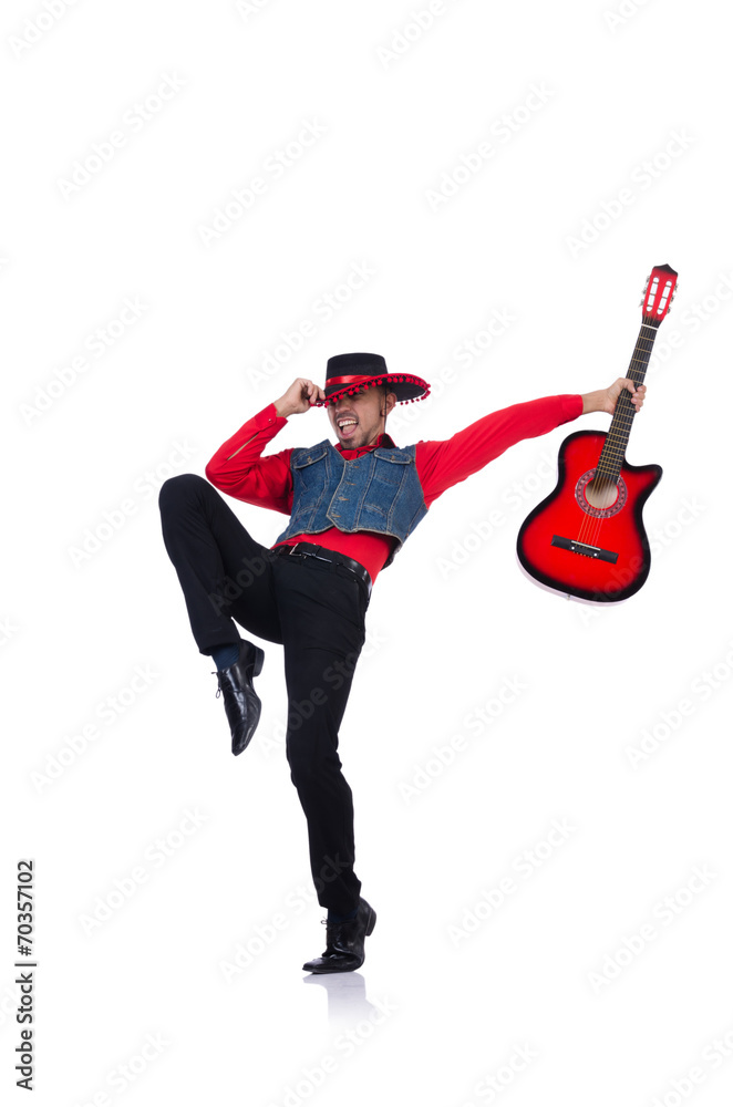 Man wearing sombrero with guitar Man wearing sombrero with guitar