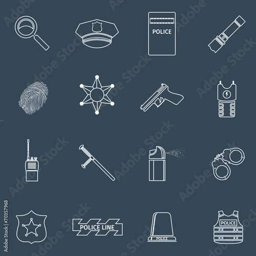 Police icons outline