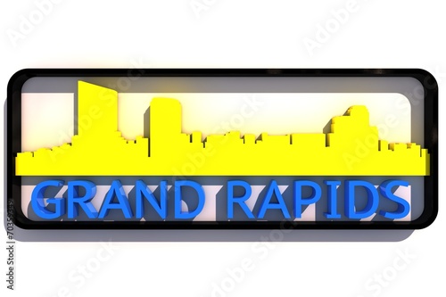 Grand Rapids USA base colors of the flag of the city 3D design