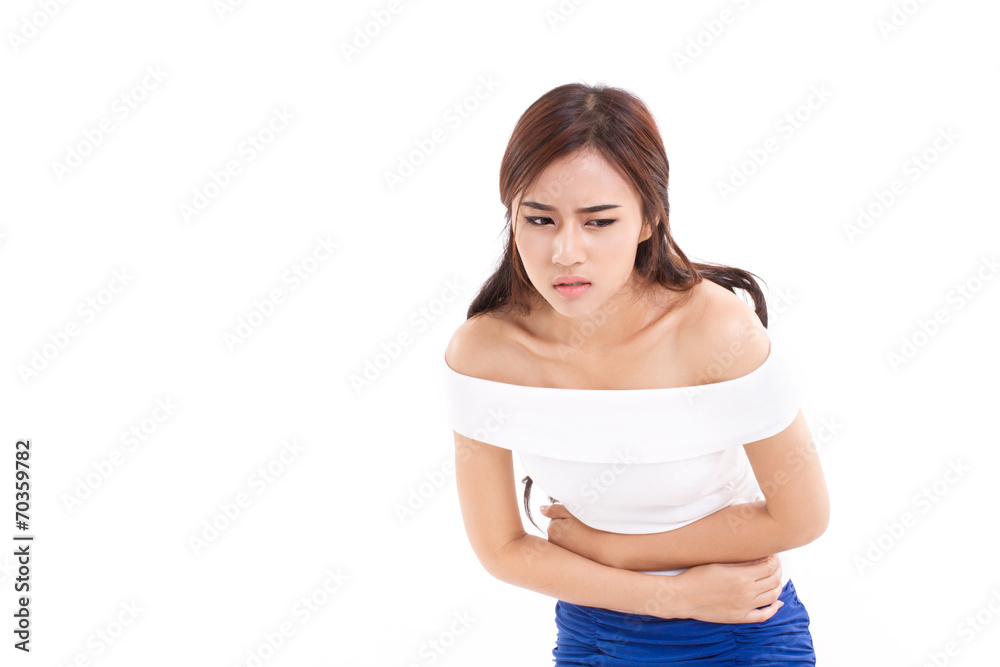 woman suffers from menstruation pain or stomach ache woman suffers from menstruation pain or stomach ache
